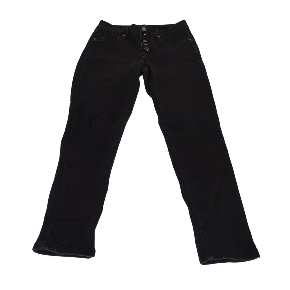 1822 Denim Button Fly Black Skinny Denim Jeggings Women Size 6 Back Pockets Only